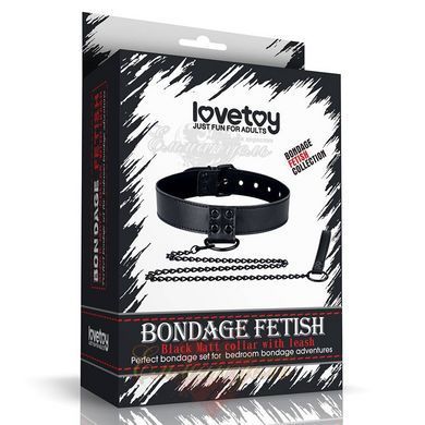 Нашийник з повідцем - Bondage Fetish Black Matt Collar With Leash 6452LVTOY686 фото