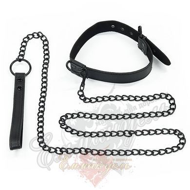 Нашийник з повідцем - Bondage Fetish Black Matt Collar With Leash 6452LVTOY686 фото