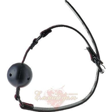 Кляп с отверстиями для дыхания Dream Toys Blaze Deluxe с красной вышивкой, пластиковый шар, регулируемый ремешок DT21533 фото