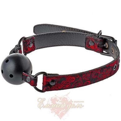 Кляп с отверстиями для дыхания Dream Toys Blaze Deluxe с красной вышивкой, пластиковый шар, регулируемый ремешок DT21533 фото