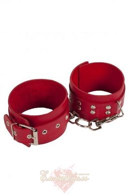Кайдани - Leather Restraints Leg Cuffs, red