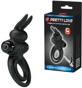 Эрекционное кольцо - Pretty Love Vibro Penis Ring Bunny III Black 6603BI0729 фото