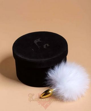 Анальна пробка з помпоном - UPKO Rabbit Fur Bunny Tail Small Butt Plug