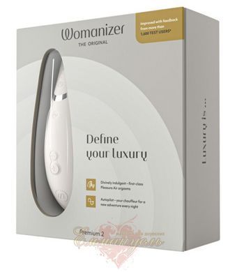 Вакуумний кліторальний стимулятор - Womanizer Premium 2 - Grey, функції Autopilot та Smart Silence SO8751 фото