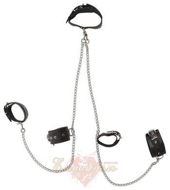 Набор БДСМ - 2030616 Leather All-over Restraints, black, S/L Нашийник, кайдани, наручники, ланцюжки