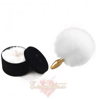 Анальная пробка с помпоном - UPKO Rabbit Fur Bunny Tail Small Butt Plug