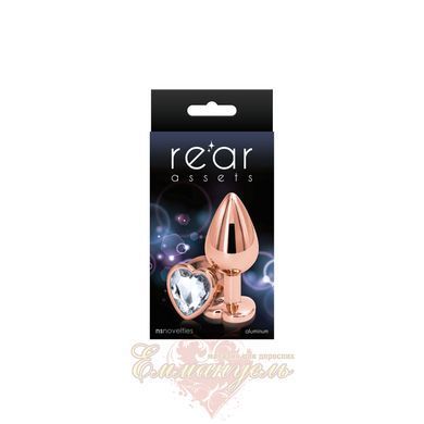 Анальная пробка NS Novelties Rear Assets - Rose Gold Heart - Medium - Clear SX4369 фото