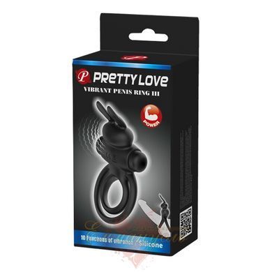 Cock ring - Pretty Love Vibro Penis Ring Bunny III Black 6603BI0729 &mdash; photos