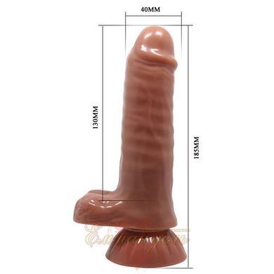 Realistic Dildo with Balls Beautiful Encounter Baron, 7.8 inch, Brown TPR, Suction Cup Base 6603BW-008101N &mdash; photos