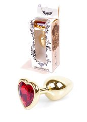 Анальная пробка - Jewellery Gold Heart PLUG Red, S