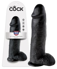 Phalloimitator with scrotum - King Cock 12 inch Balls Black Dildo