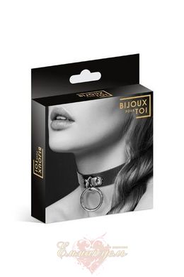 Choker with a leash ring - Bijoux Pour Toi - FETISH Black, Eco-leather