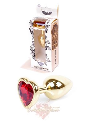 Anal plug - Jewelery Gold Heart PLUG Red, S