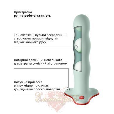 Dildo - Fun Factory BOUNCER, light green, balls inside, vibration effect, diameter 3.9 cm SX0998 &mdash; photos