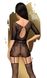 Bodystocking - Penthouse High stakes XL Black, mini dress, floral decor, plunging neckline, stockings