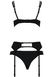 Set of linen - FLORIS SET black L/XL - Passion Exclusive:Bodice, panties, garter belt