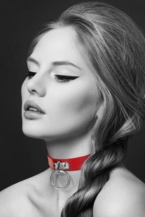 Чокер с кольцом для поводка - Bijoux Pour Toi - FETISH Red, экокожа