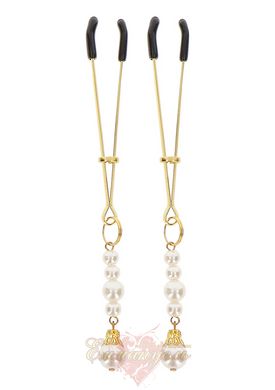 Nipple clips - Taboom Tweezers With Pearls, Gold