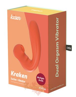 Вибратор - Chisa Kissen Kraken с вакуумной стимуляцией и вибрацией, оранжевый