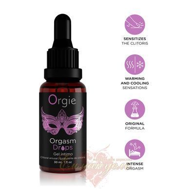 Збуджувальні краплі для клітора Orgie Orgasm Drops, 30 мл, з ефектом розігріву та охолодження SX1529 фото