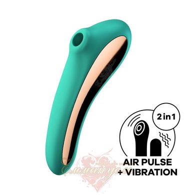 Vibrating Vacuum Stimulator - Satisfyer Dual Kiss Green